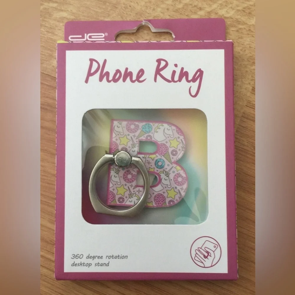 Letter B monogram kids adhesive cell phone ring holder